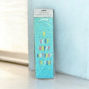Paper Source Birthday Blue Confetti Wine Gift Bag Set 4 4x4x13.5 NWT